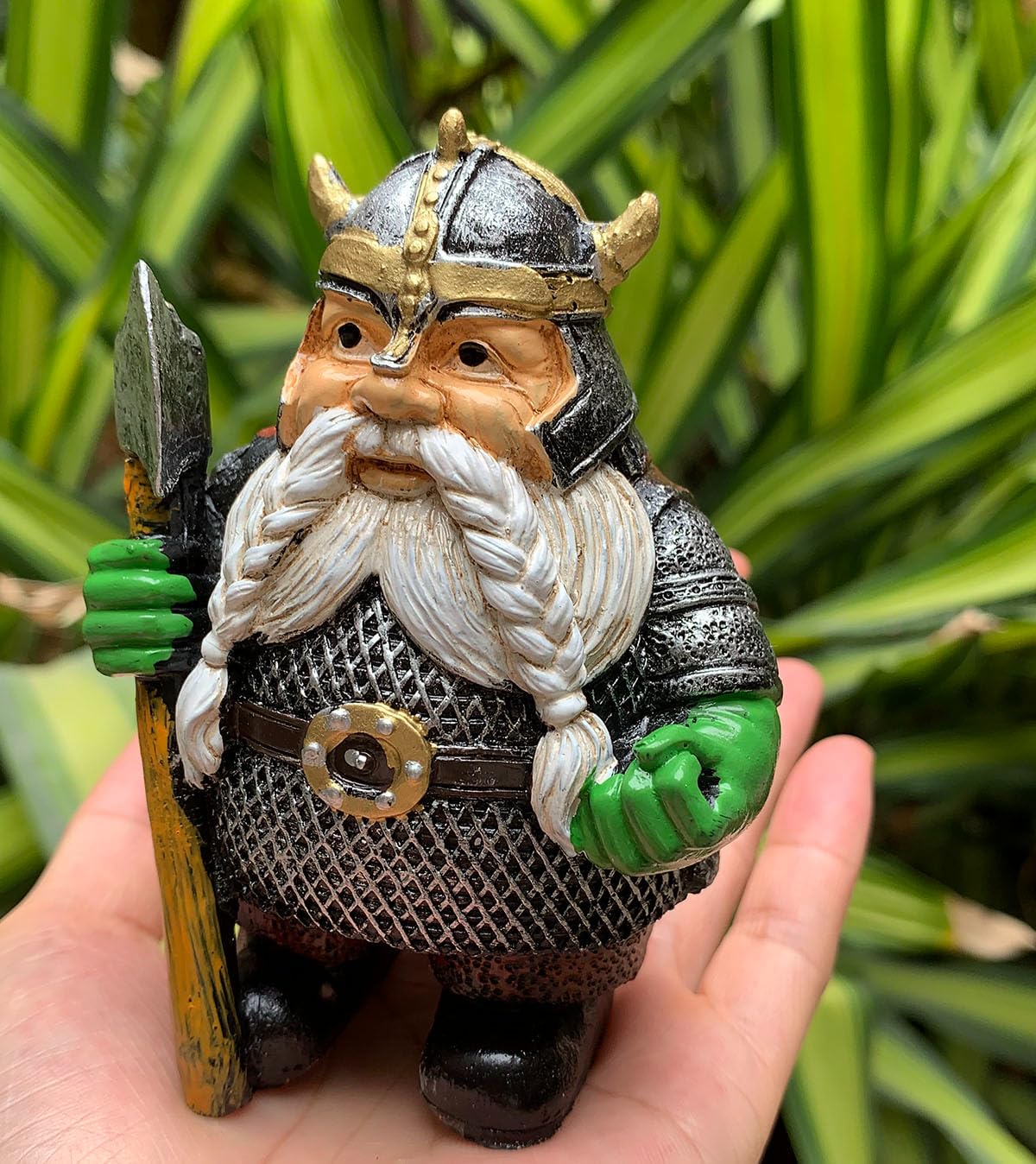 Wikinger Zwerg Statue – Handbemalt, 17,8 Cm, Aus Wetterfestem Harz Für Garten & Wohnung