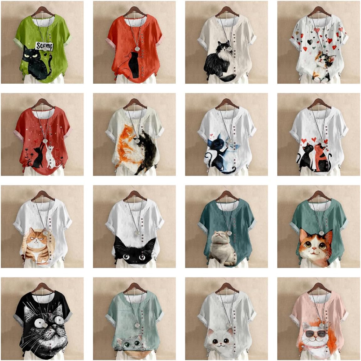 Shirts for Women Cute Cat Print Summer Casual Vacation Plus Size Fashion Funny Graphic Vintage Lounge Tunic Top - Image 5