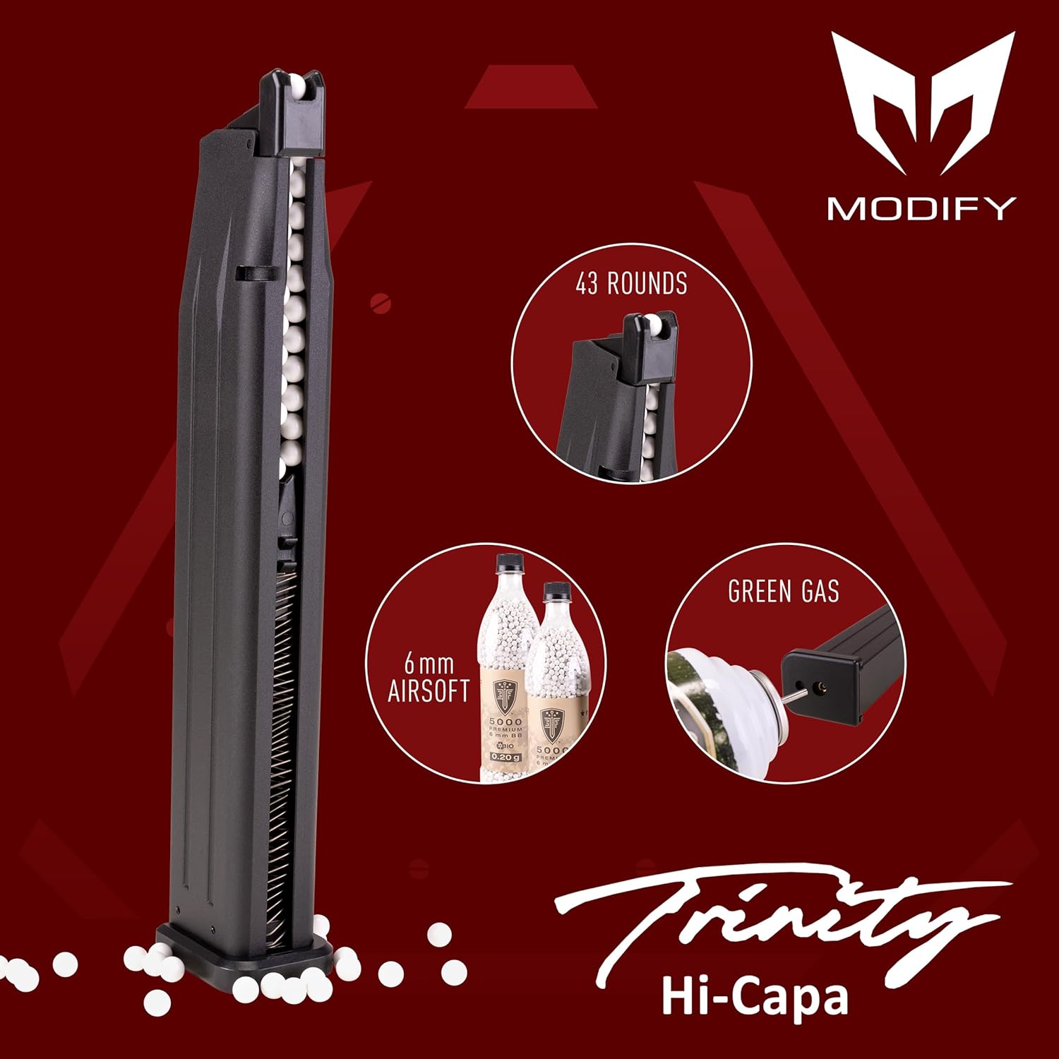 Modify-Tech Trinity Hi-Capa CO2 43-Round Extended Airsoft Magazine