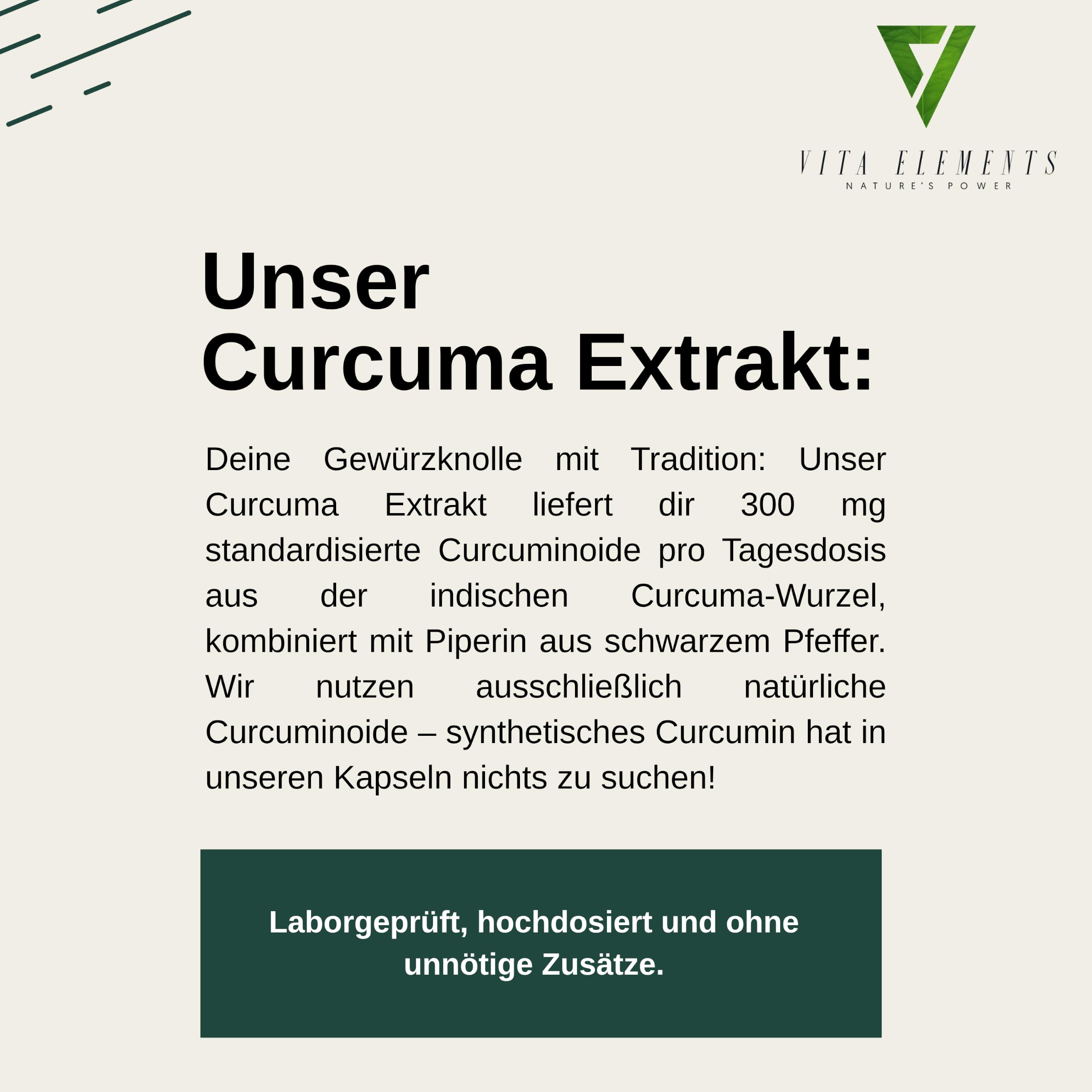 Vita Elements Extrait de Curcuma - 95% de Curcuminoïdes - 90 Gélules - Avec Curcuma Bio en Poudre & Pipérine - 3 Mois de Stock - Haute Concentration, Vegan & Testé en Laboratoire (3)