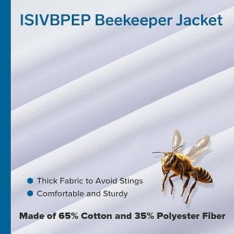 Bee Jacket Round Veil & Goatskin Gloves, Beekeeping Jacket 2XL