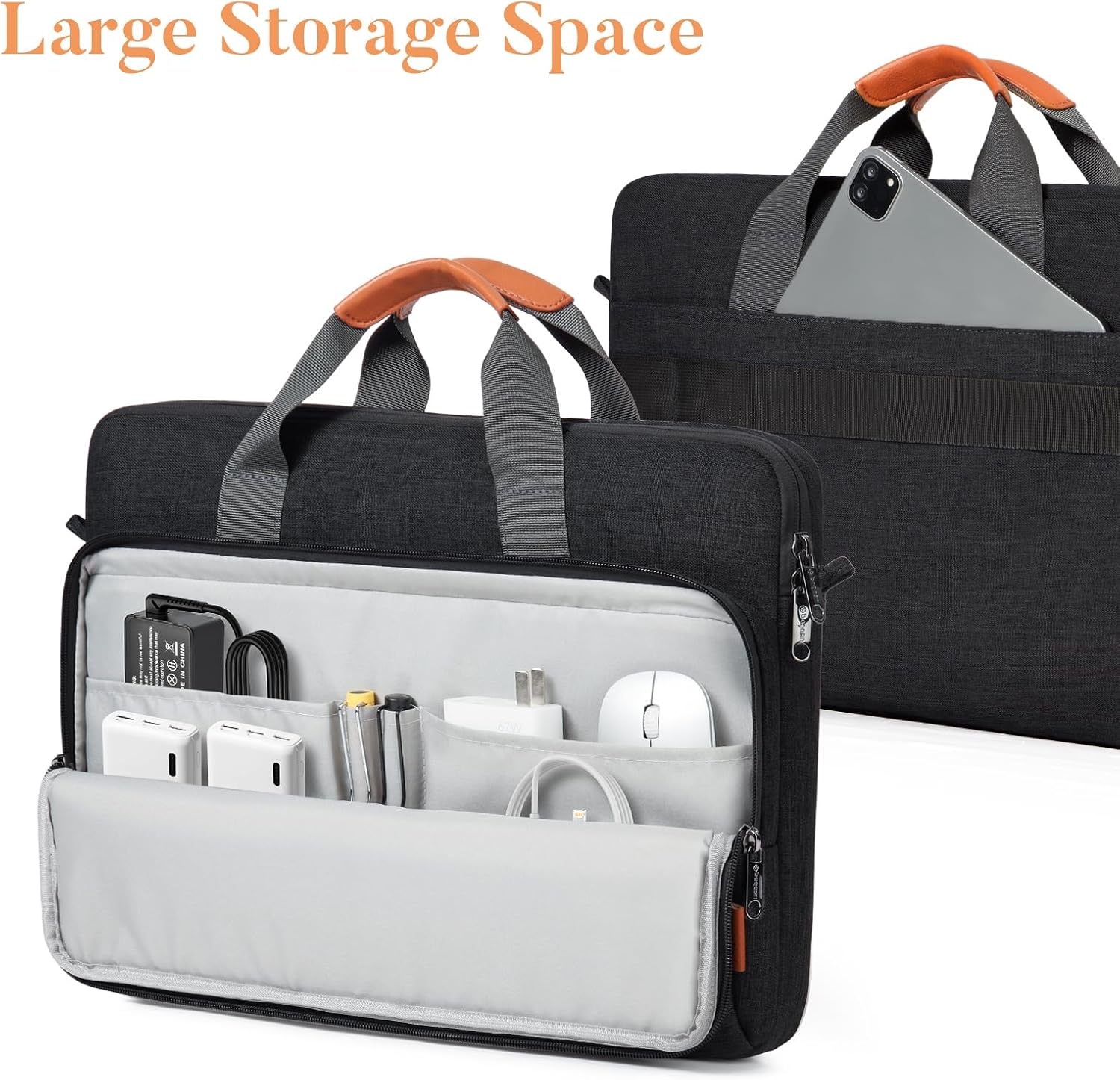 15 15.6 16 inch Laptop Computer PC Shoulder Bag Carrying Case, Water-Repellent Fabric Briefcase, Lightweight Toploader, Business Casual or School - Image 5