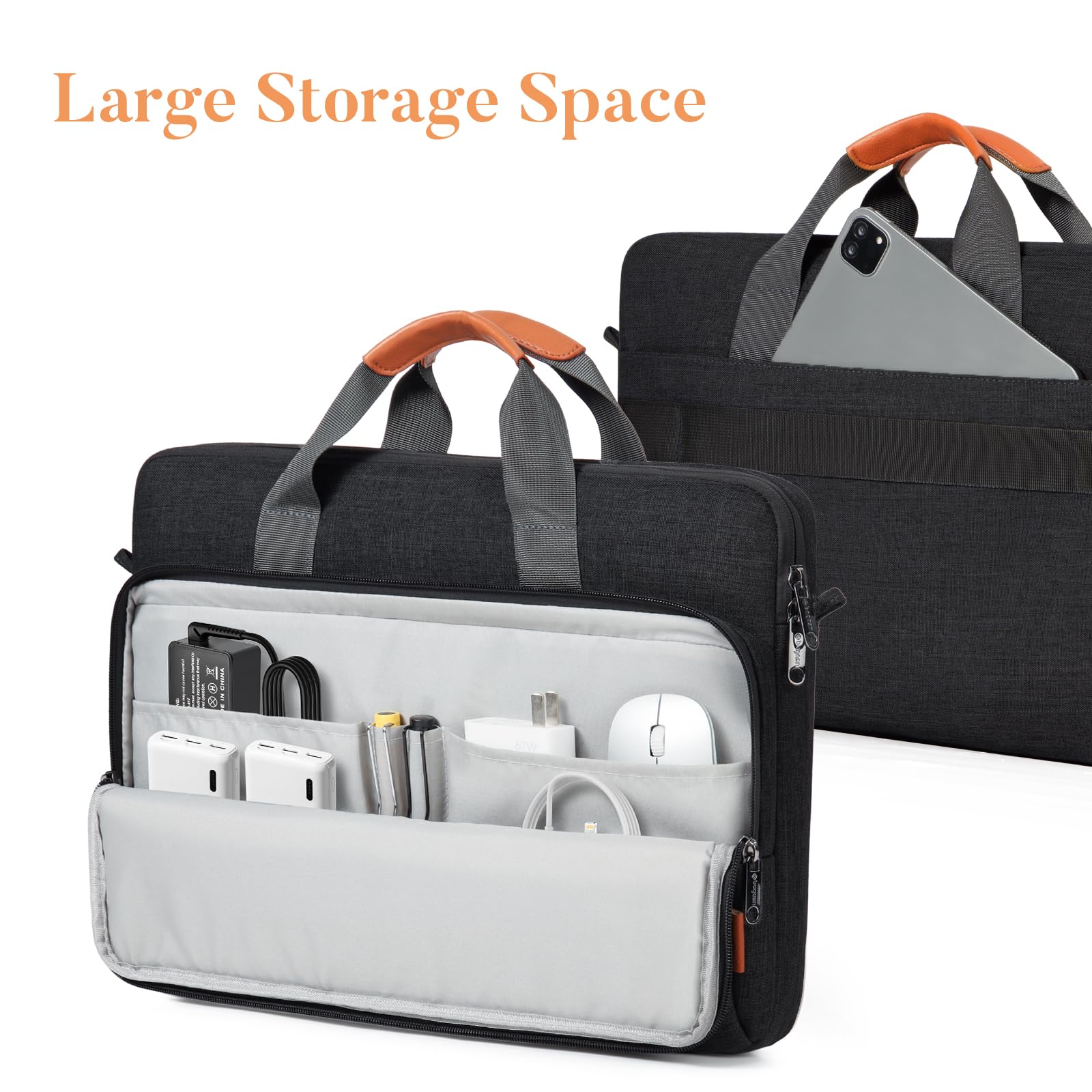 bagasin Borsa per laptop, valigetta per computer portatile compatibile da 15,6" a 17,3", borsa a tracolla estensibile, borsa messenger, borsa da trasporto per notebook e PC