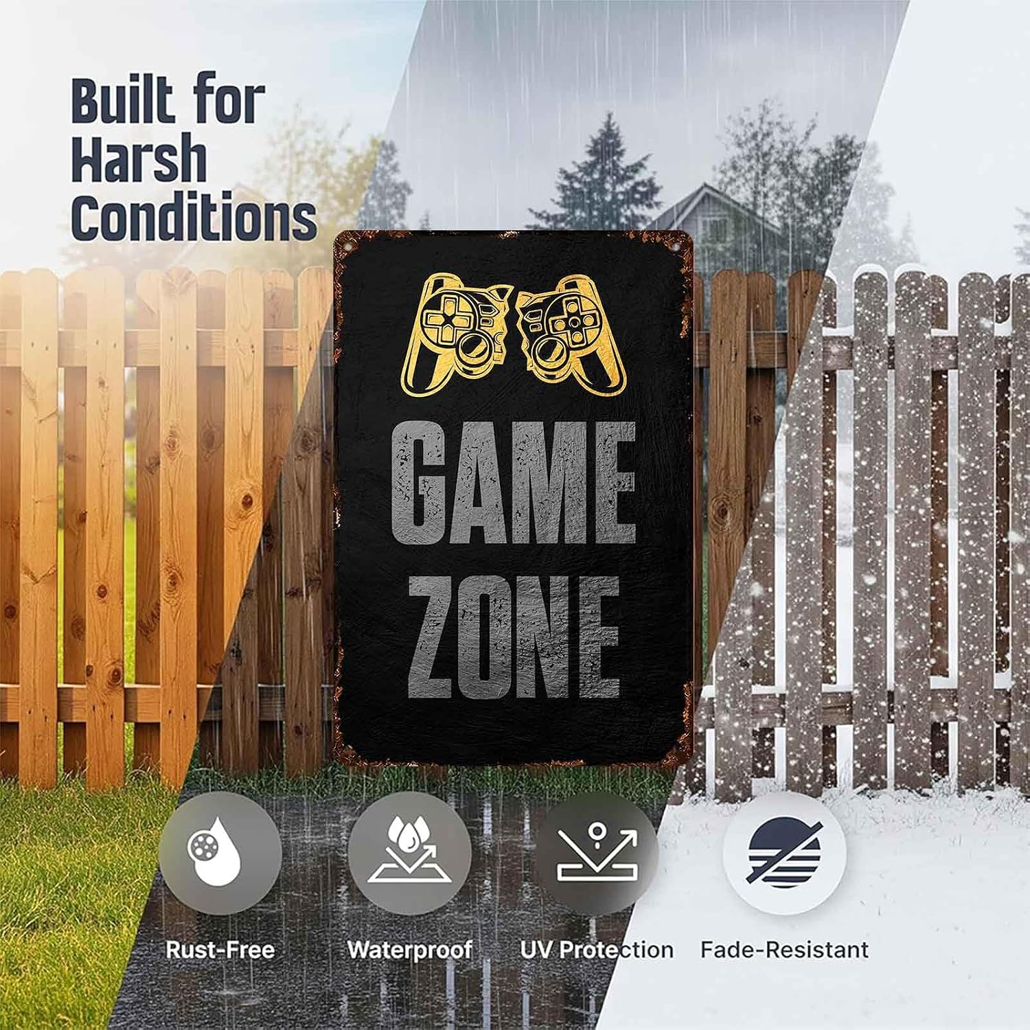 Game Zone Game Controllers Room Metal Sign 8 x 12 Inch image 3