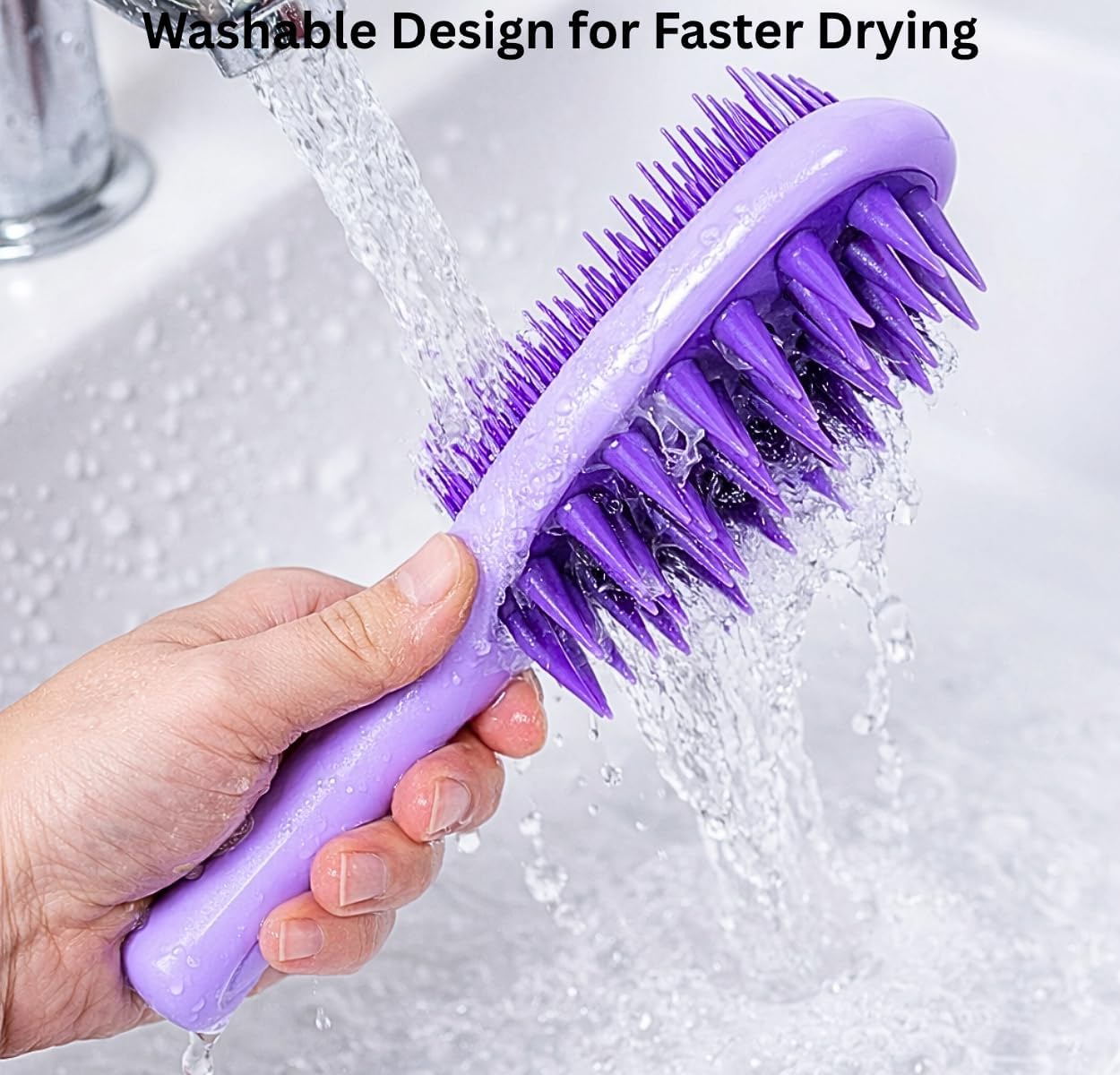 2-in-1 Silicone Scalp Massager Brush – Dual-Sided Shampoo Scrubber & Detangling Comb with Long Ergonomic Handle for Wet & Dry Hair Care