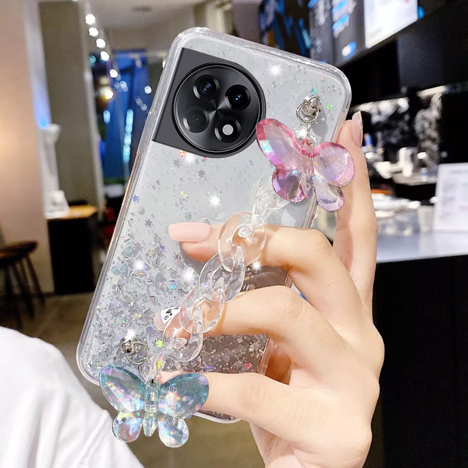 KC Back Cover for Oneplus 11R 5G, Crystal Butterfly Wrist Bracelet Chain Holder Non Moving Dry Fixed Glitter Soft Silicone Case (Transparent) (B0C43SQLK8) Amazon Price History, Amazon Price Tracker