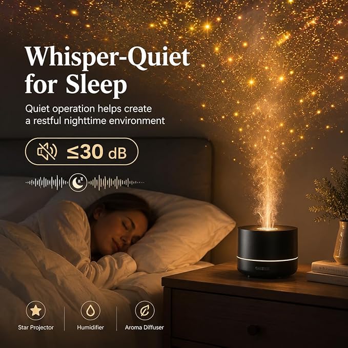 Difusor de Aromas Galaxy Proyector 3 en 1, Humidificador, Luz Nocturna miniatura 8