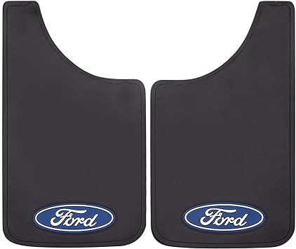Plasticolor 000539R01 فورد بيضاوي شعار Easy Fit Mud Guard 11 "x19" - مجموعة من 2 ، أسود
