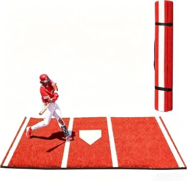 Thickened Baseball Hitting Mat 12ft x 6ft 10ft5ft Home Plate Batters Box Turf Mat,0.4in Thick Waterproof Indoor/Outdoor Batting Cage Mat for Softball Pitching Mound, with Portable Carry Bag