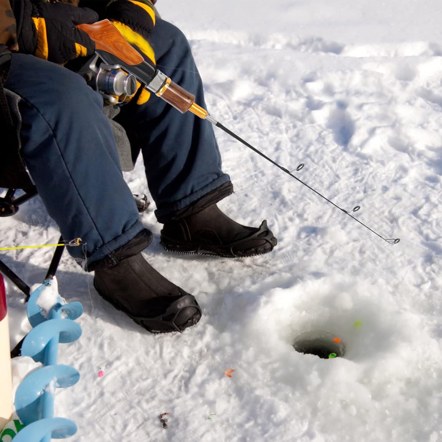 Milisten Ice Fishing Gear Rod Fpr Material Wear-Resistant Skid Ergonomic Easy to Use Great for Group Outings