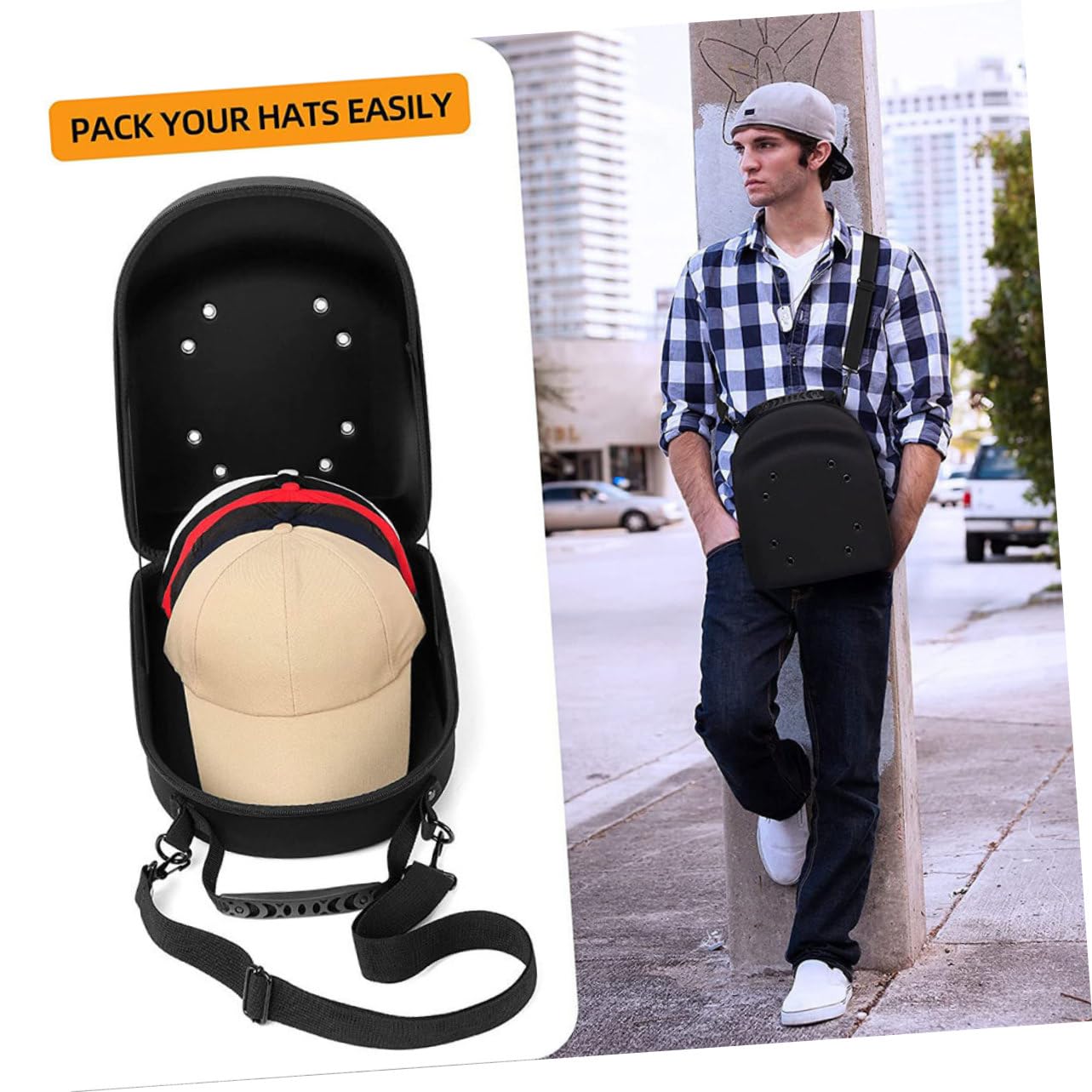 2piezas Organizador De Viaje Para Sombreros Funda De Almacenamiento Caja De Transporte Para Gorras De Béisbol