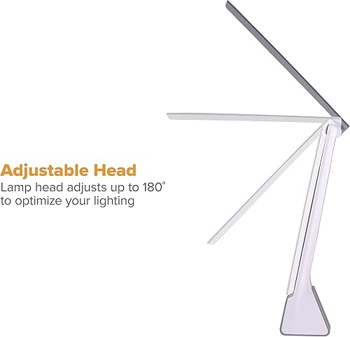 Miniatura 5 de Bostitch Lámpara de escritorio LED con batería recargable de oficina, 3 temperaturas de color, apertura abatible, gris (KT-VLED1810-GRIS)