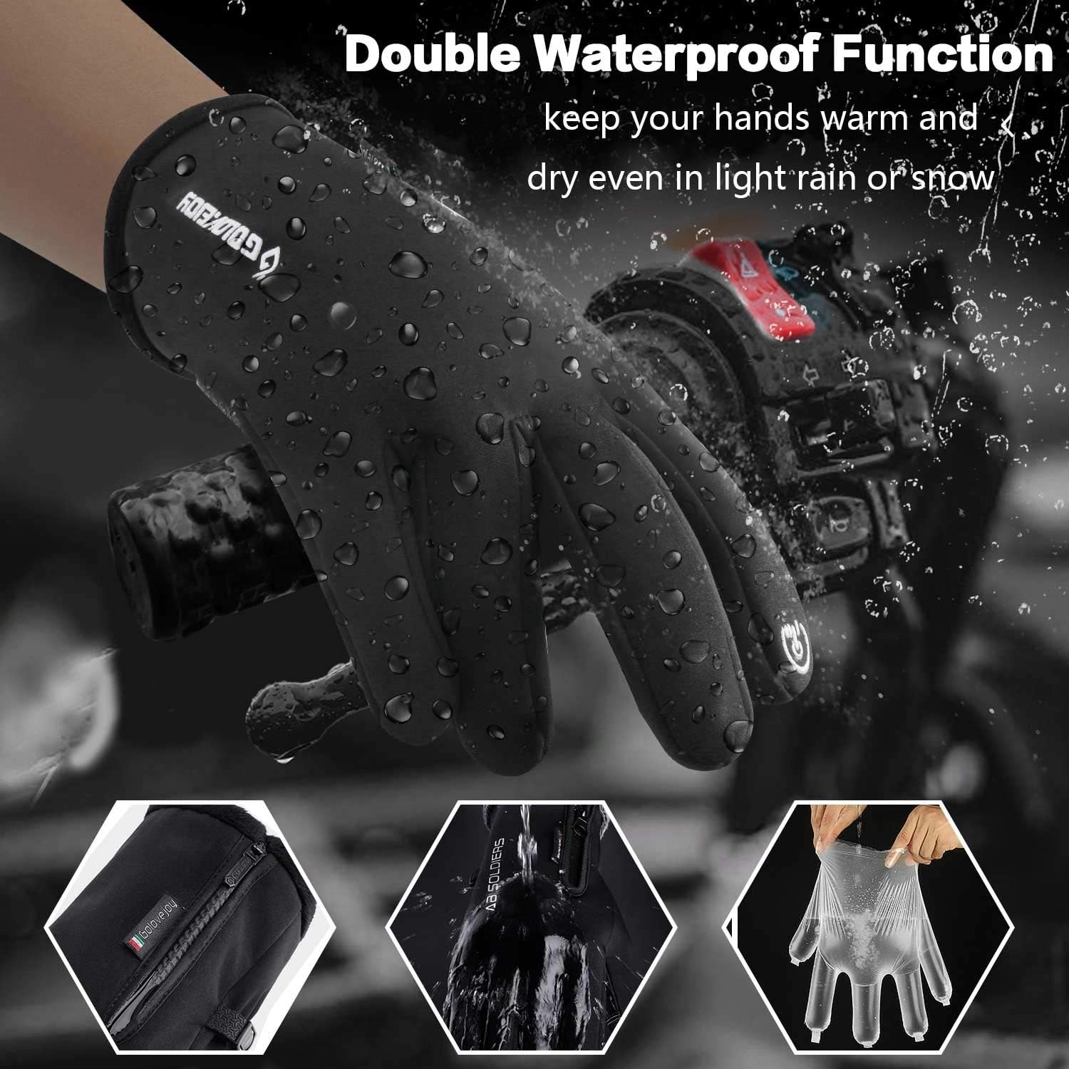 Waterproof Gloves Winter Warm Touchscreen Gloves for Men Cycling Running Climbing Walking Commuting Outdoor Sport 3 Sizes : Sports & Outdoors