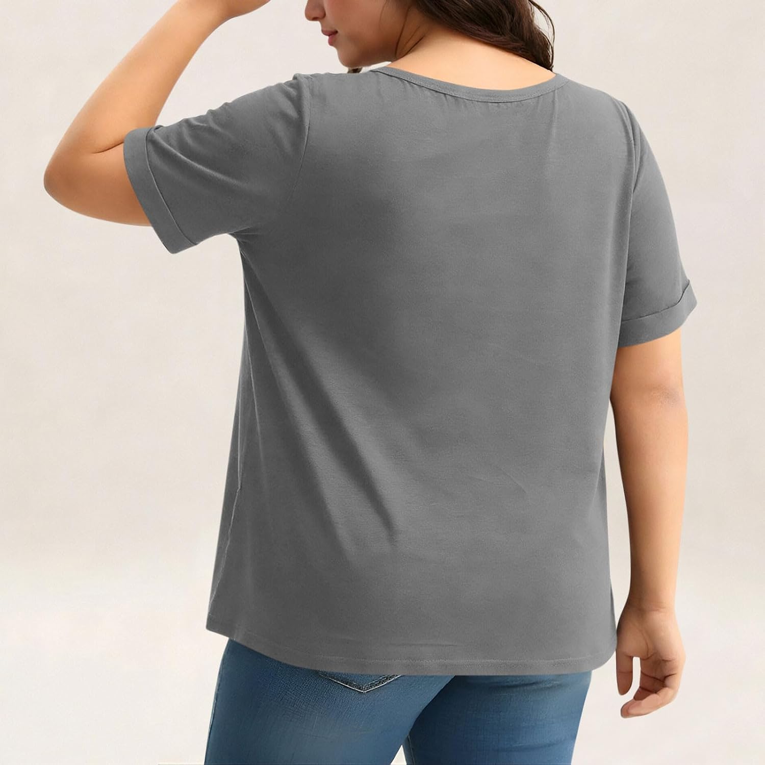 Over Sized T Shirt Women Button Down Henley Shirts Short Sleeve Notch V Neck Casual Comfy Tops 2026 Fashion