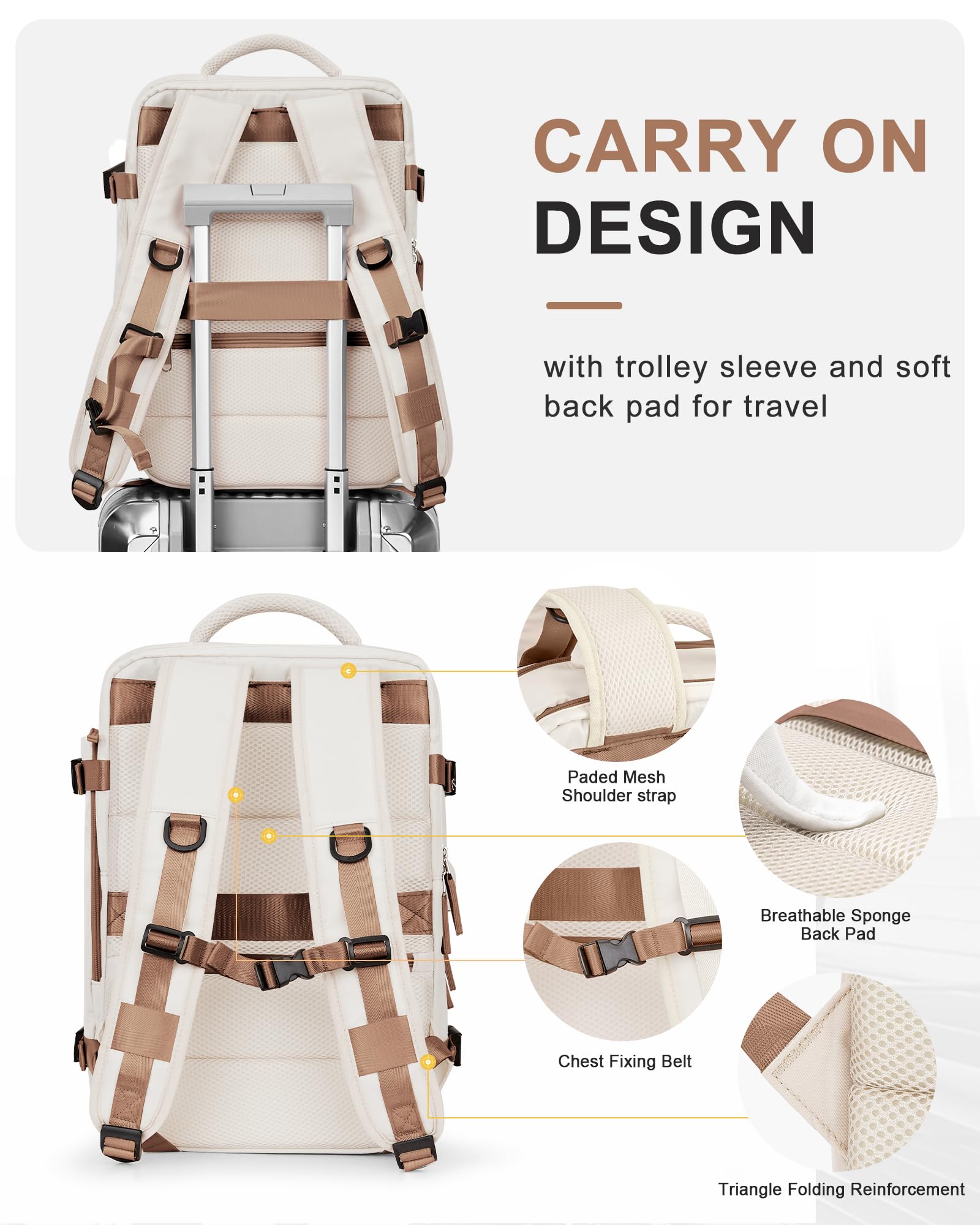 BJLFS Borse da Cabina per Ryanair 40×20×25 Bagaglio a Mano Easyjet 45×36×20 Borsa Zaino da Viaggio, Zaino da trekking,Zaino Casual per laptop da 14 pollici per scuola