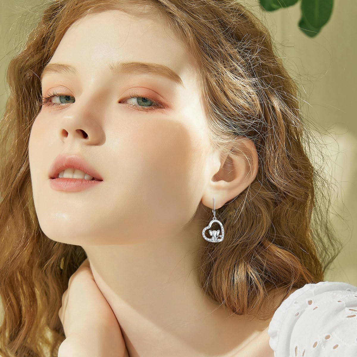 ROMANTICWORK Pendientes de aro colgantes de plata de ley 925 con diseño de conejo/gato/mapache/lobo/abejas para mujeres y niñas
