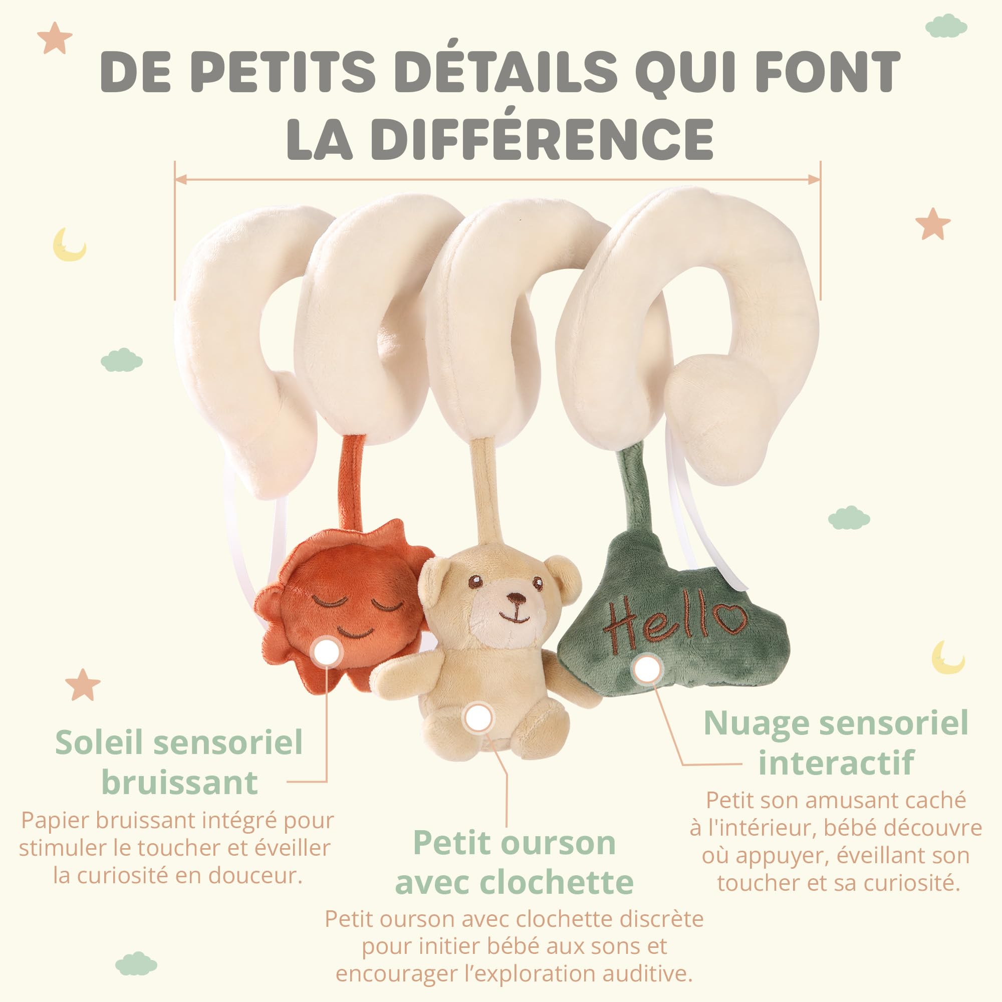 Spirale d'Activité Bébé - Baby NEA - Jouet Poussette, Lit & Siège Auto