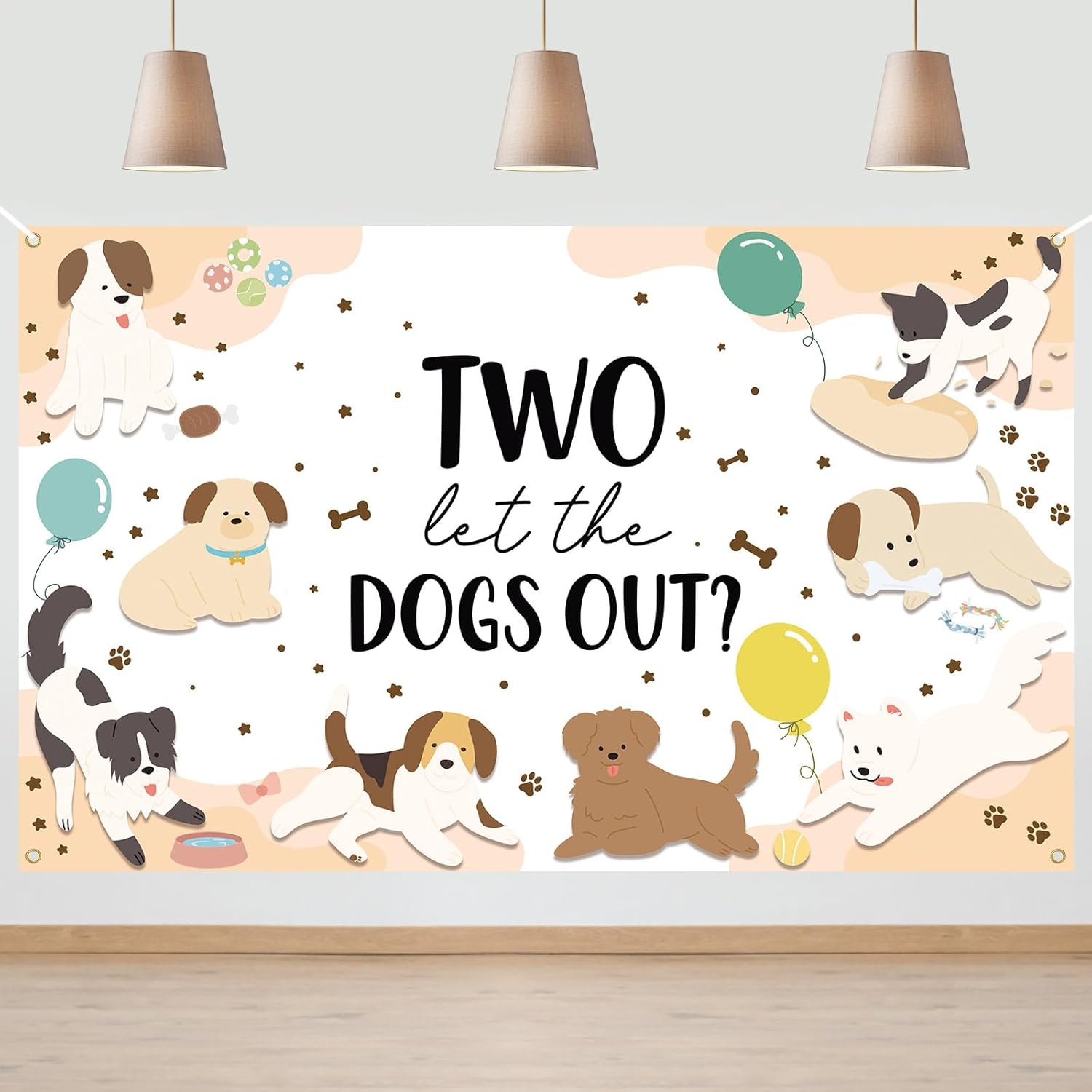 Avezano Two Let the Dogs Out Banner Puppy Dog Two Years Old Birthday Party Decorations Backdrop 2 Year Old Puppy Themed Birthday Photography Background Party Decor (6x3.6ft)