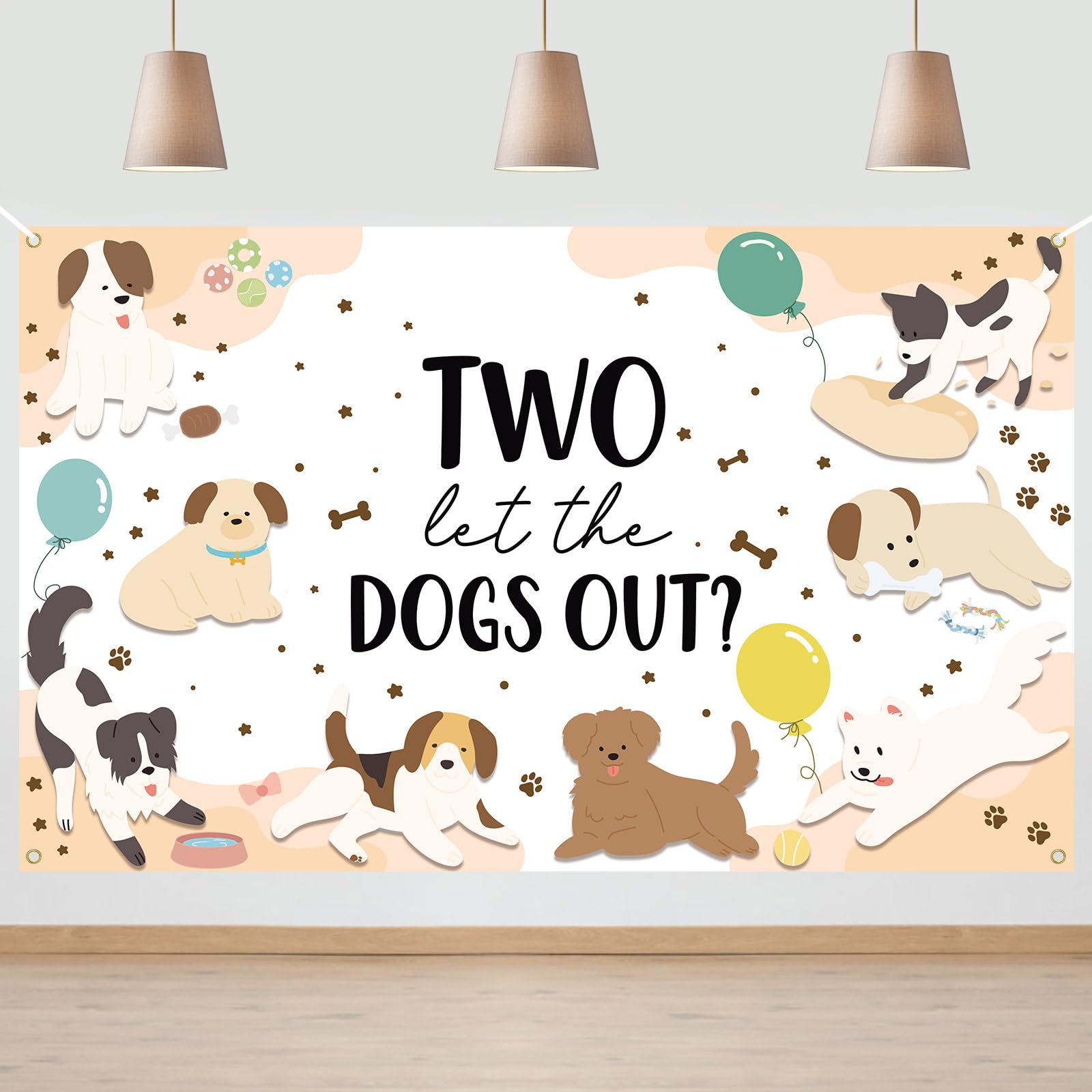 Avezano Two Let the Dogs Out Banner Puppy Dog Two Years Old Birthday Party Decorations Backdrop 2 Year Old Puppy Themed Birthday Photography Background Party Decor (6x3.6ft)