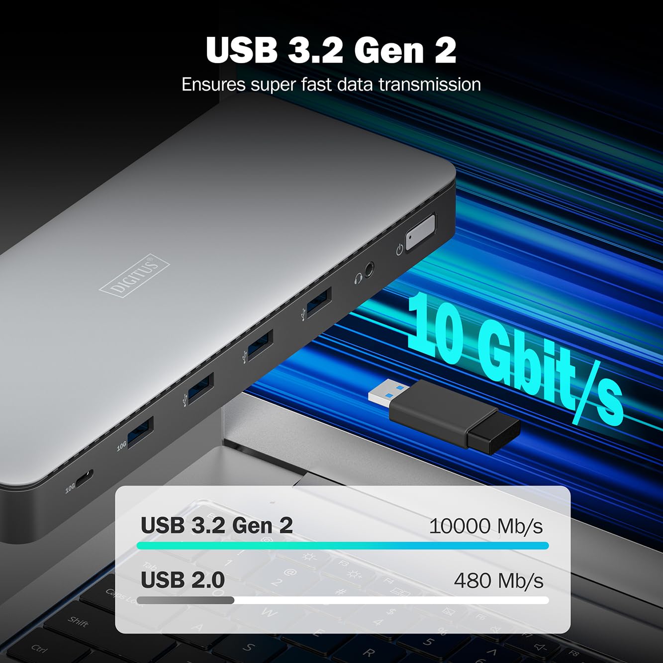 DIGITUS Station d'accueil USB-C – 13 Ports – 3X HDMI, 2X DP UHD 4K 60 Hz