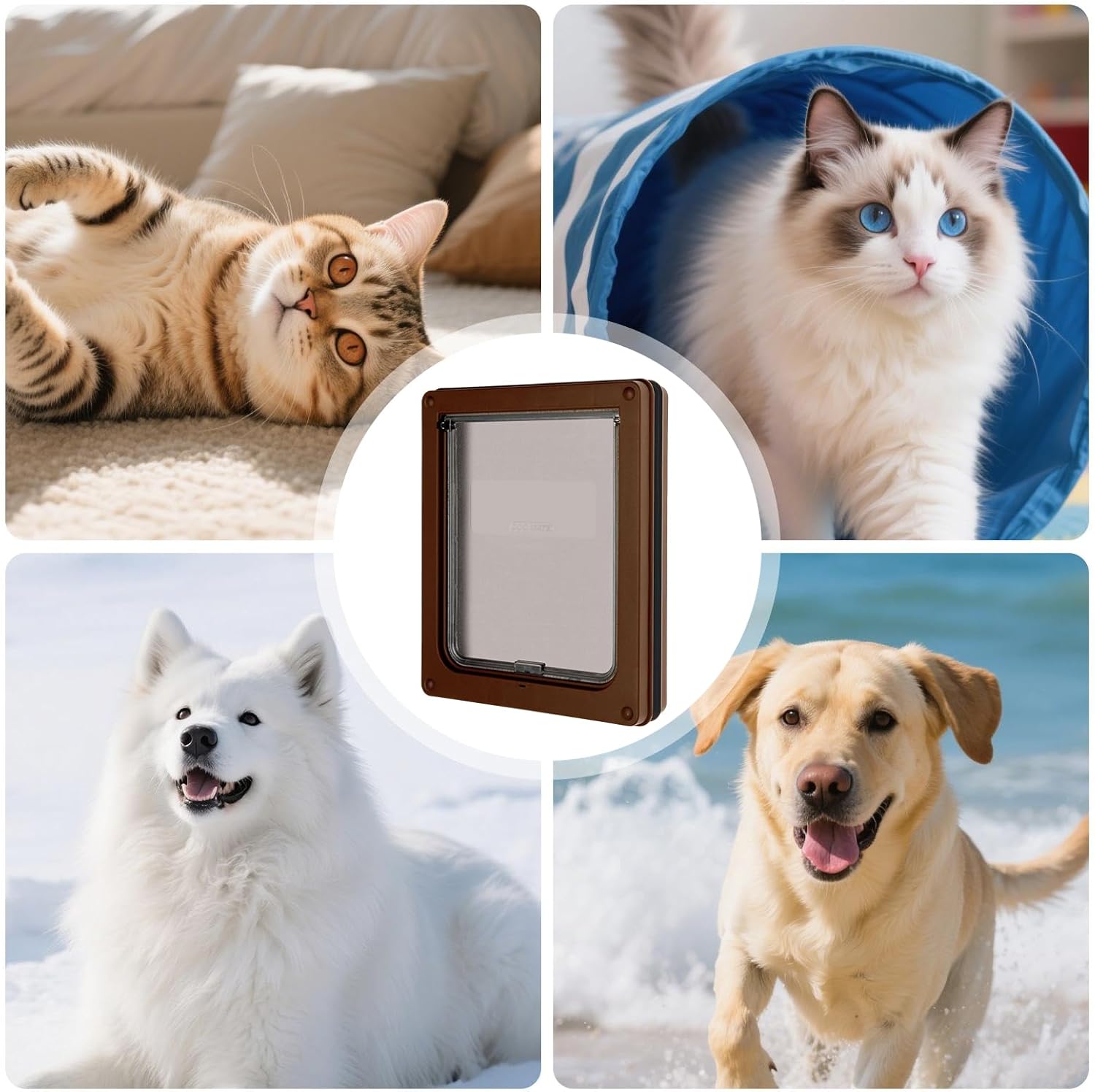 Pet Access Panel - Indoor Outdoor Dog Cat Door for Training | ABS with Secure Closure, Installation Set with Free Movement Use for Kittens Puppies Houses Walls and Patios, 16.93 x 13.98 x 1.57 in