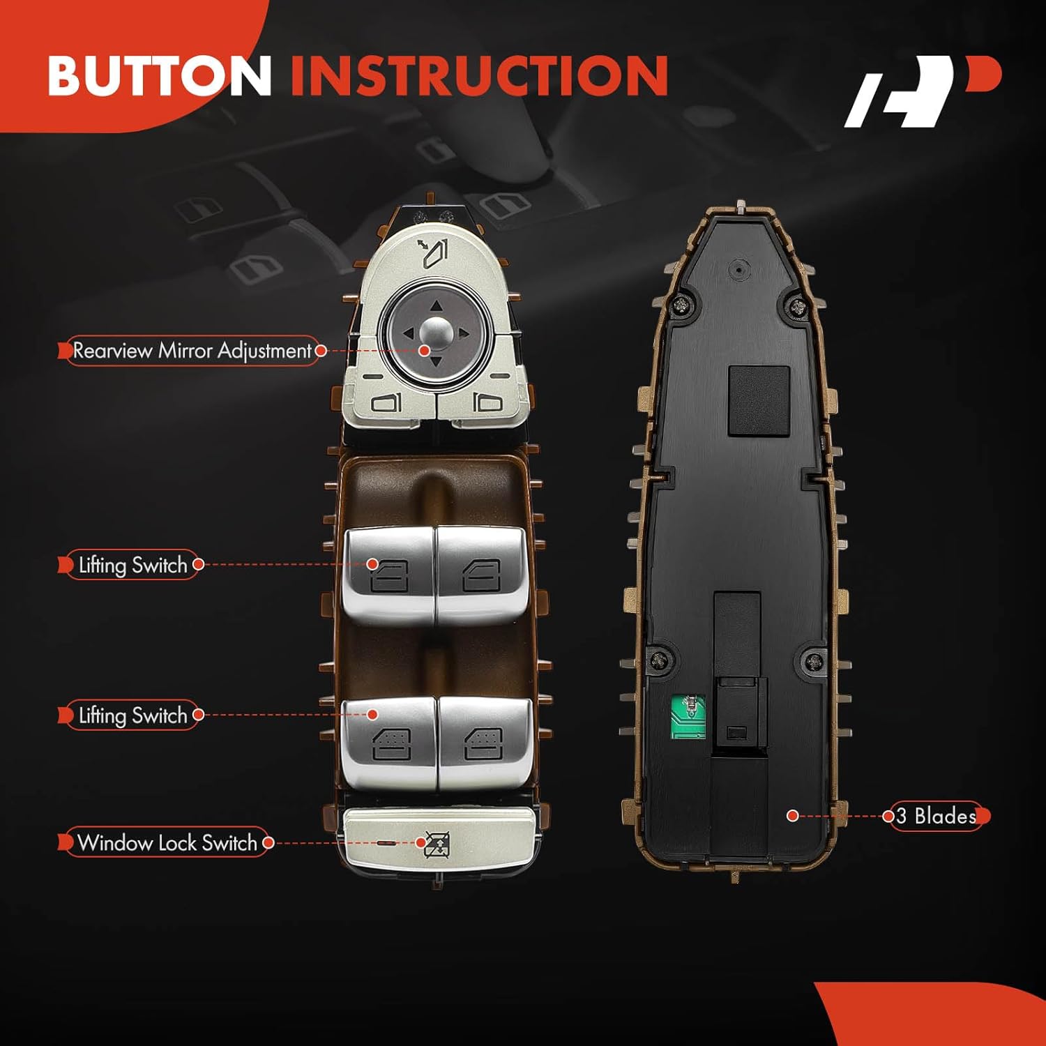 A-Premium Master Power Window Switch Compatible with Mercedes-Benz W213 Series E200 2016-2018, E250 2017, E300/E400 2016-2018, E43 AMG 2017, E500 2017, Front Left Driver Side