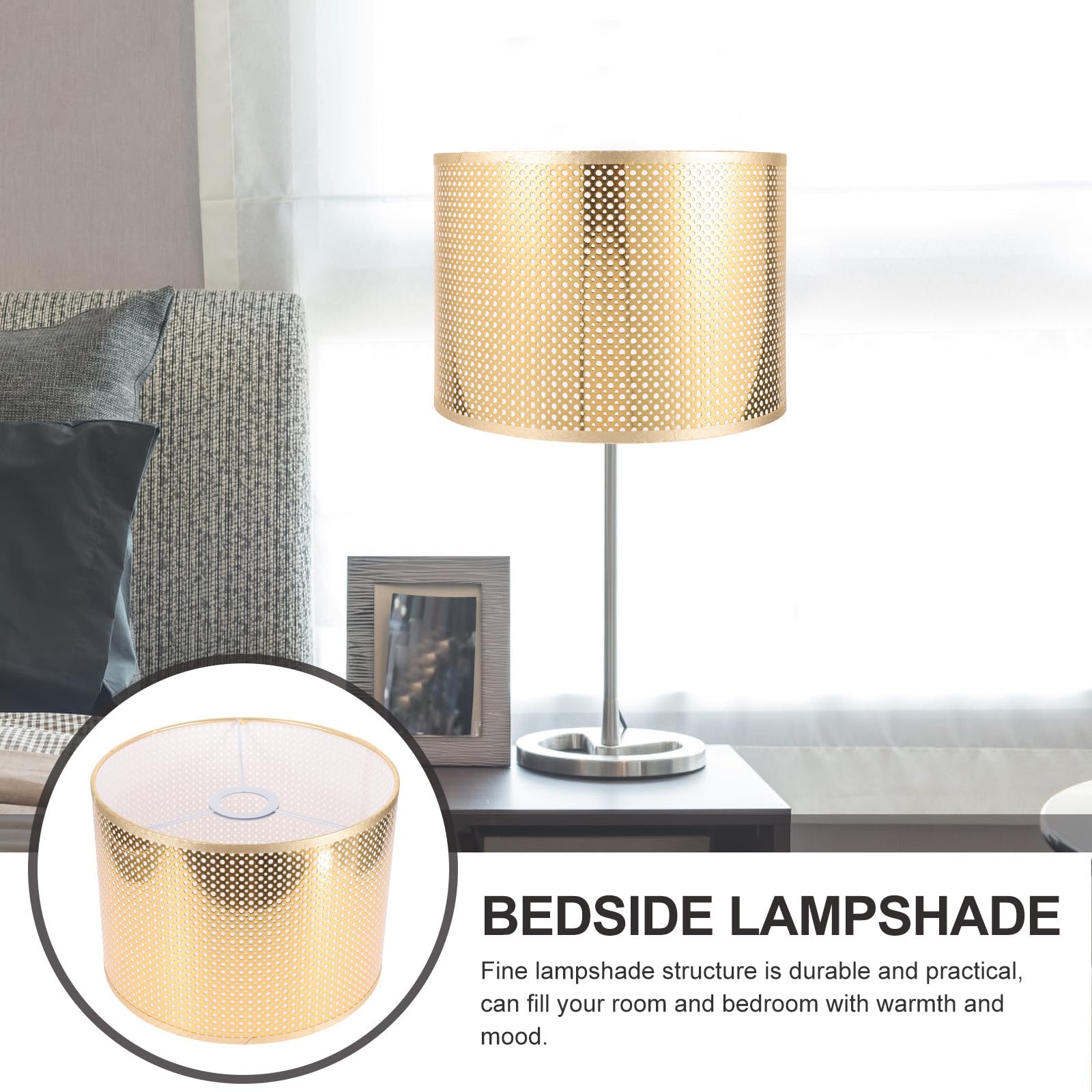 Healeved Paralume a Tamburo Piccolo e Metallo, Paralume Rustico E27 per Lampade da Tavolo da Terra, Diffusore Luce Calda per Soggiorno, Camera da Letto, Hotel e Studio, Diametro 25 Cm X