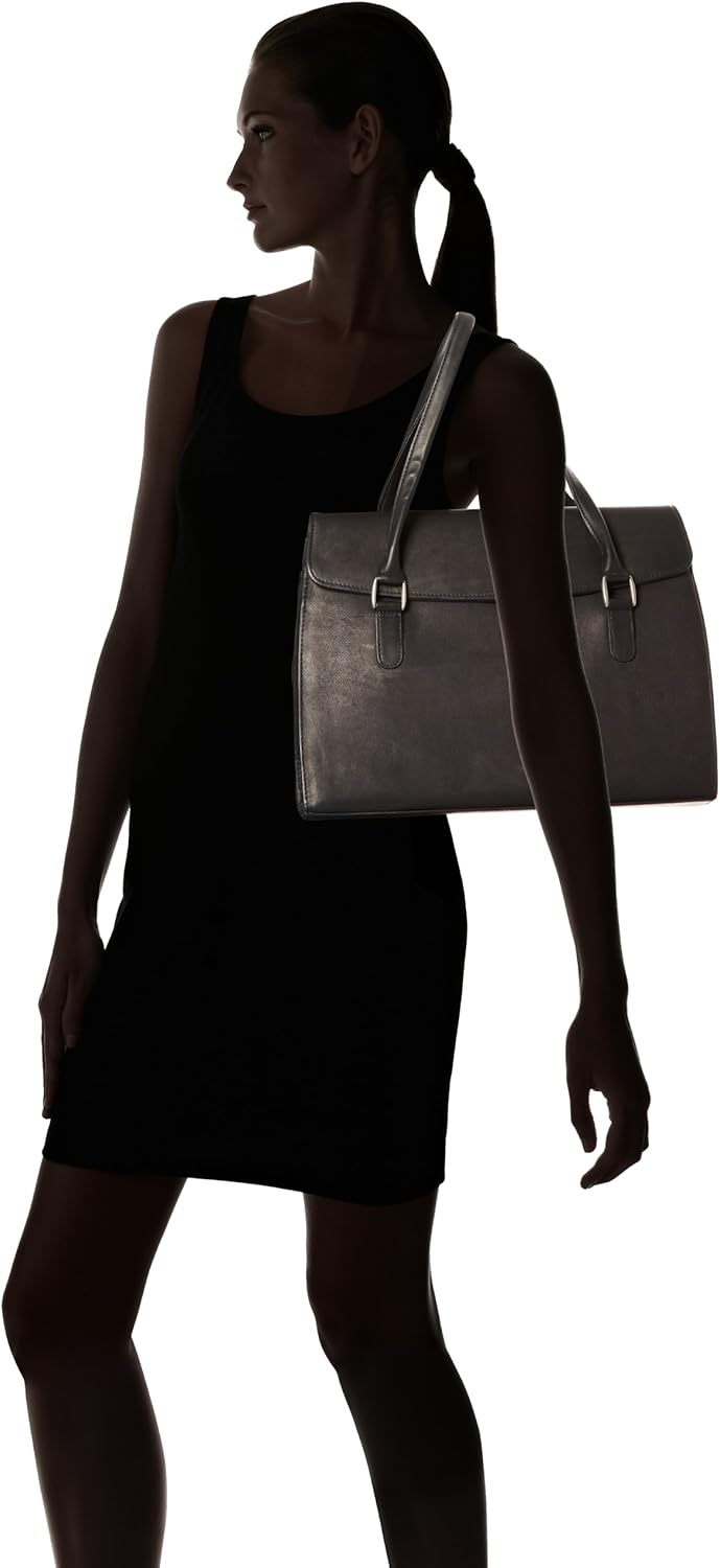 Piel Leather Ladies Computer Portfolio, Black, One Size