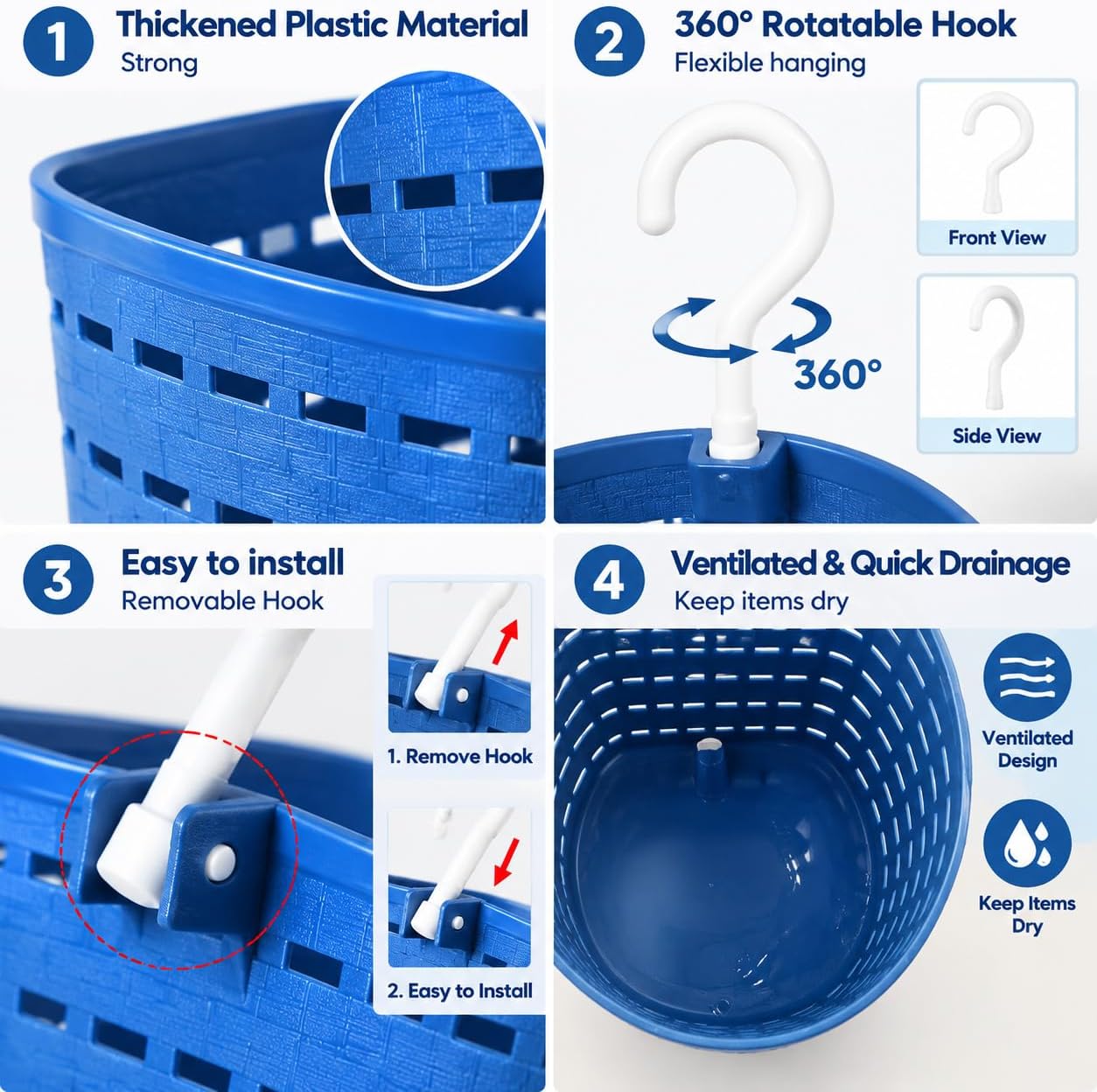 4Pcs Plastic Hanging Storage Basket,Household Storage Organizer Basket