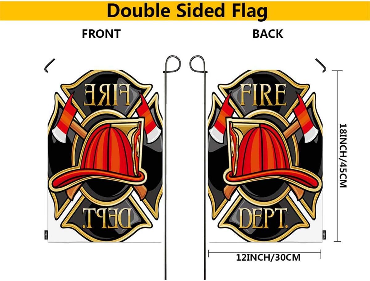 Mugod Firefighters Garden Flag Fire Badge Maltese Cross Symbol Fireman Firetruck Emergency Rescue Alert Decorative Spring Summer Outdoor House Flag for Garden Yard Lawn 12 x 18 Inch - Image 4