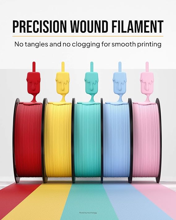 ELEGOO Matte PLA 3D Printer Filament 1.75mm Black 1KG, Matte Finish