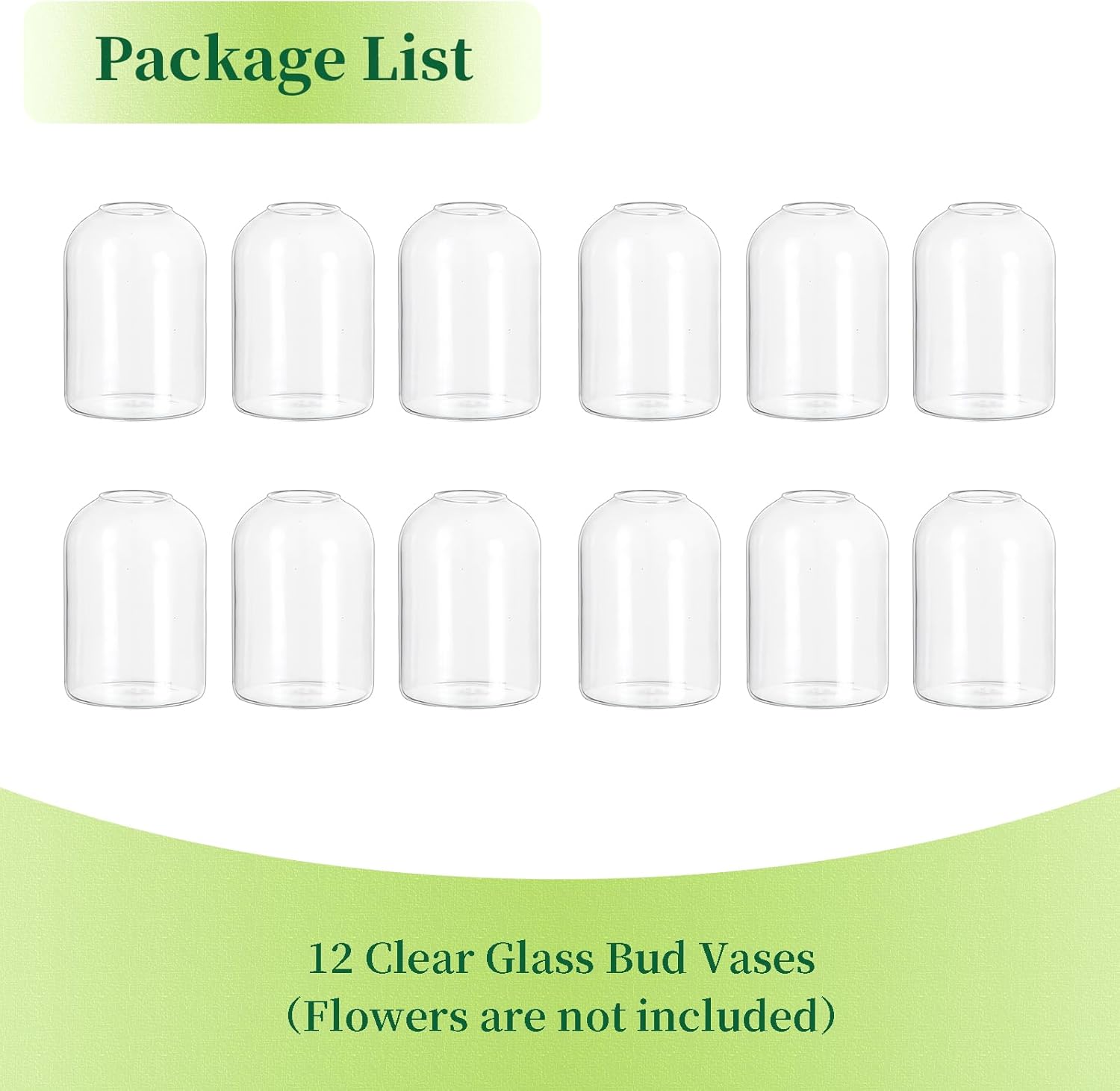 Hewory Glass Bud Vases for Centerpieces: Set of 12 Blown Clear Small Vase Bulk, Mini Cute Flower Vase for Floral Arrangement, Modern Decorations for Wedding Party Event Table Decor, 3.7"(H)×2.75"(D) - Image 7