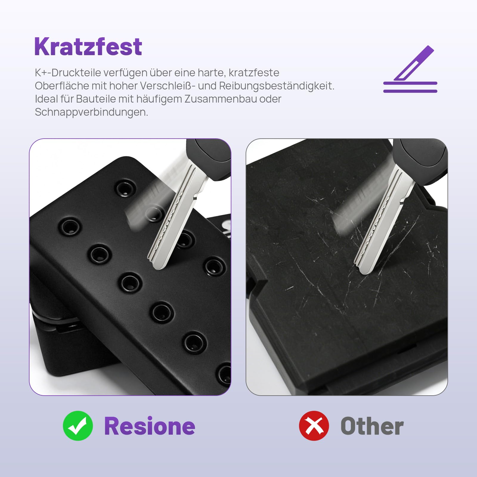 RESIONE Robustes 3D Drucker Resin, Hochpräzises ABS-ähnliches, steifes und kratzfestes 3D-Harz mit geringer Wasseraufnahme und scharfen Details (Reines Schwarz)