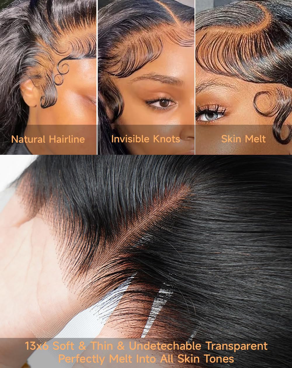 Lace Front Wigs Human Hair 32 Inch 12A Virgin Straight Human Hair Wig 200 Density Soft 13x6 Lace Front Wigs Human Hair Pre Plucked Invisilbe Hairline Glueless HD Frontal Wig Natural Black