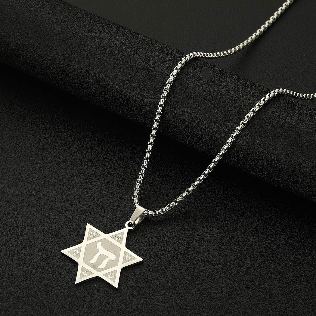 Chereda Star of David Pendant Necklace Men Women Hexagram Chai Jewish Dainty Jewelry Stainless Steel Necklace Chokers Gift - Image 5
