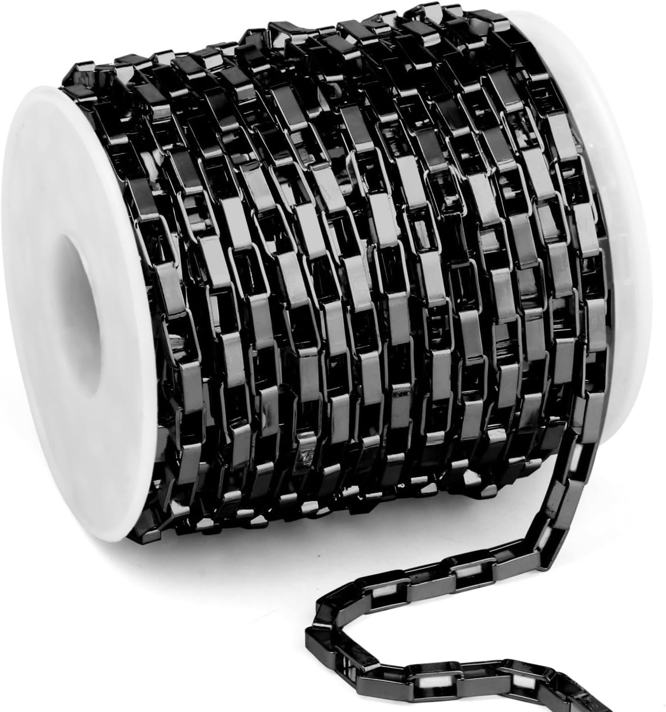 33 Feet Gunmetal Box Chains Bulk, 4mm 304 Stainless Steel Link Chain Black Square Rolo Box Chains Roll Spool for Jewelry Making DIY Craft