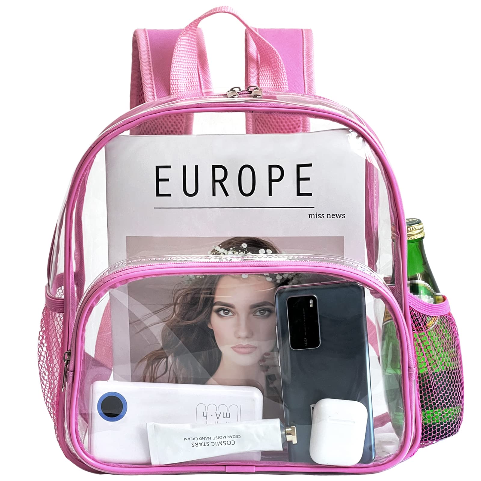 Clear Backpack Stadium 12x6x12 Heavy Duty PVC Plastic transparent Small See Through Mini Clear Bag for Stadium Events Schools Concert Festival Sport