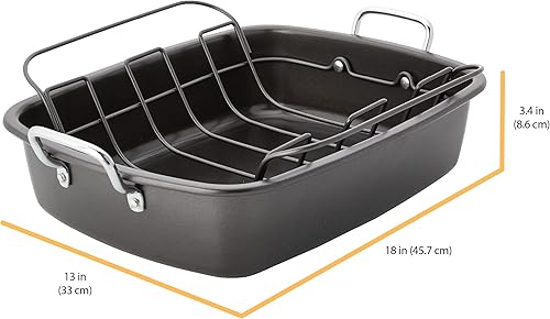 Miniatura 2 de Chicago Metallic Asador antiadherente con estante flotante, 18 pulgadas x 13 pulgadas, negro