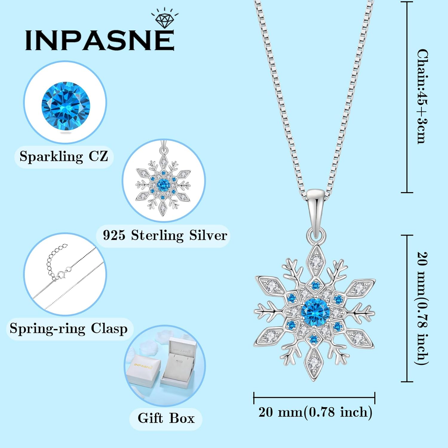 Women Snowflake Necklace 925 Sterling Silver Snowflake Pendant Necklace Birthstone Jewelry Christmas Gifts for Her - Image 6
