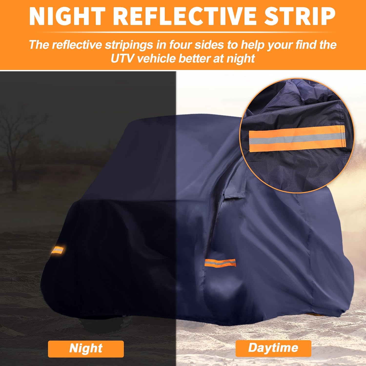 X AUTOHAUX UTV Cover for Honda Pioneer 700 Waterproof Side by Side Cover for Honda Pioneer 700-4 REC UTILITY Sun Rain Storage Protection 210D-PU Navy Blue 300x152x197cm