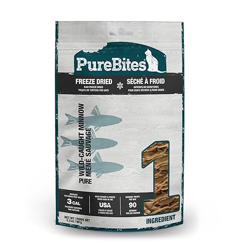 PureBites Minnow Freeze Dried Cat Treats, 1 Ingredient, Made in USA, 2.3oz