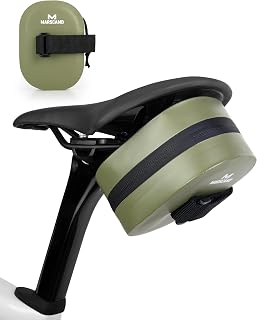 Marscamd Bike Saddle Bag, 0.5L Waterproof Under Seat Bicycle Bag, Green | Fits Tire Tube, Repair Tools, Wide-Open Seat Pack for Road, Gravel, MTB & Commuter Bikes