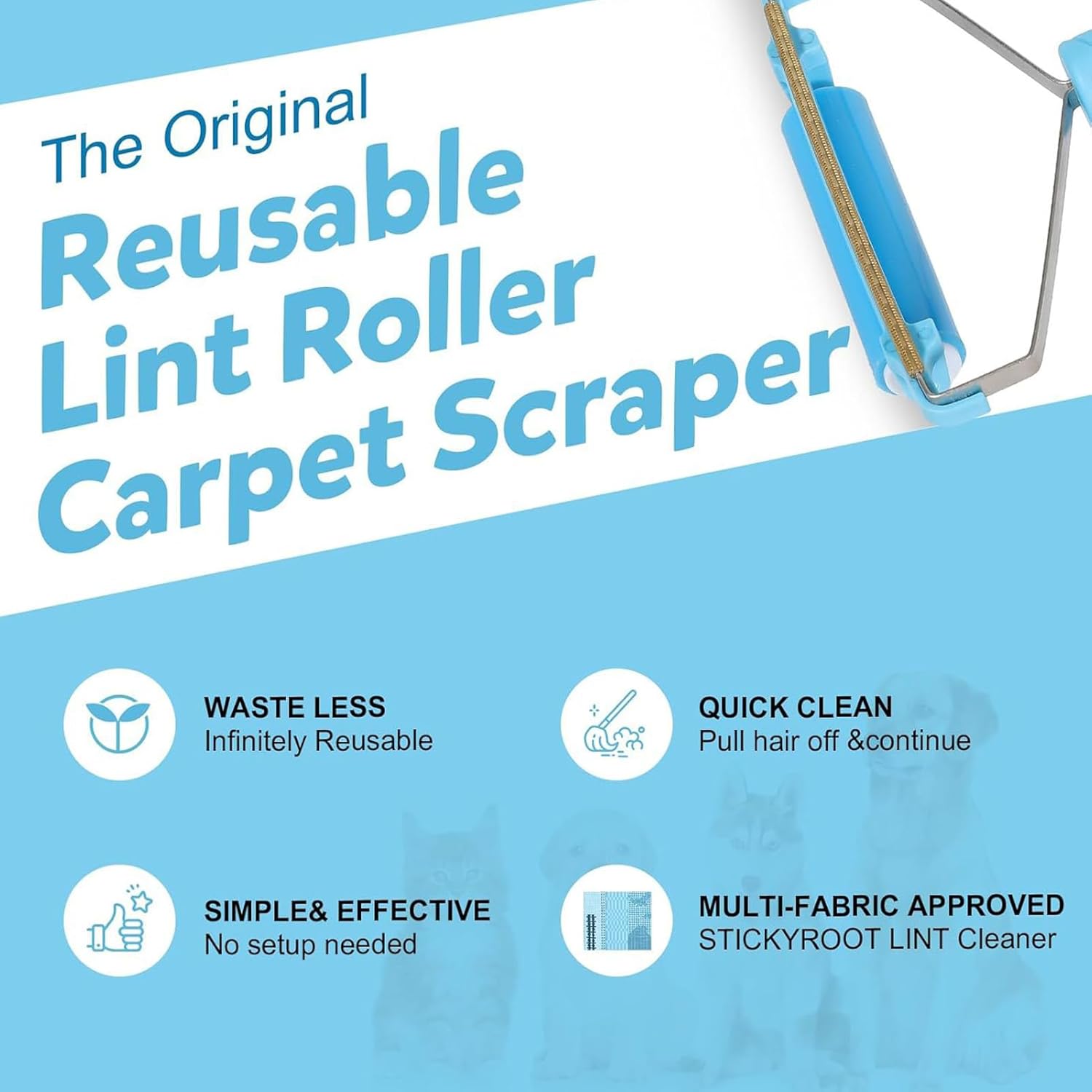 洗濯可能な糸くずローラー、衣類の丸薬除去 | 再利用可能な布 