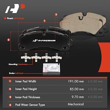 A-Premium Front and Rear Ceramic Brake Pads Compatible with Porsche