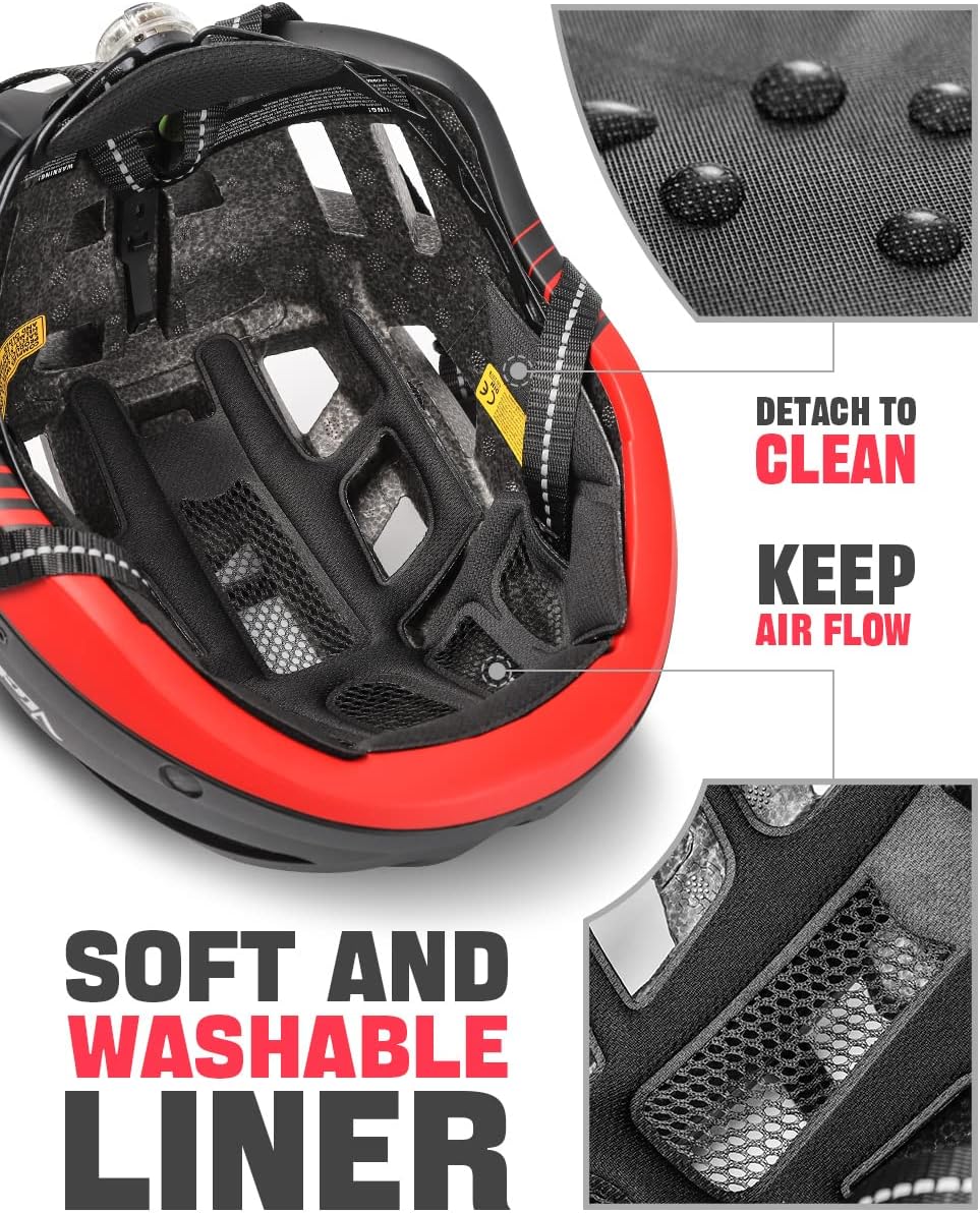 VICTGOAL Bike Helmet for Men Women with Led Light Detachable Magnetic Goggles Removable Sun Visor Mountain & Road Bicycle Helmets Adjustable Size Adult Cycling Helmets - Image 8