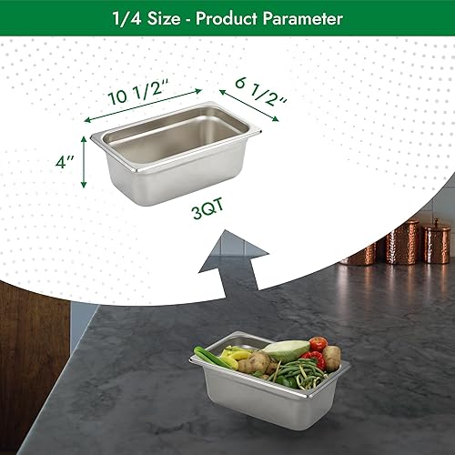 Miniatura 83 de HECMAC Paquete de 6 tapas de sartén de hotel de tamaño completo, acero inoxidable, tapa de sartén de alimentos con asa, calibre 23
