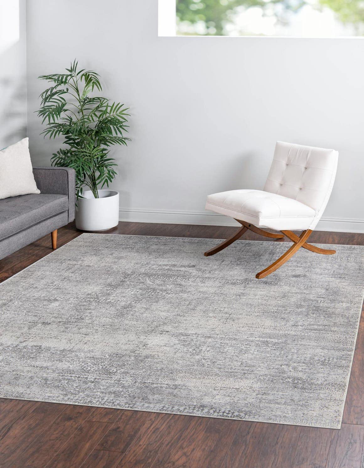 unique loom finsbury collection area rug - sarah (7' 10" square, gray/ ivory)