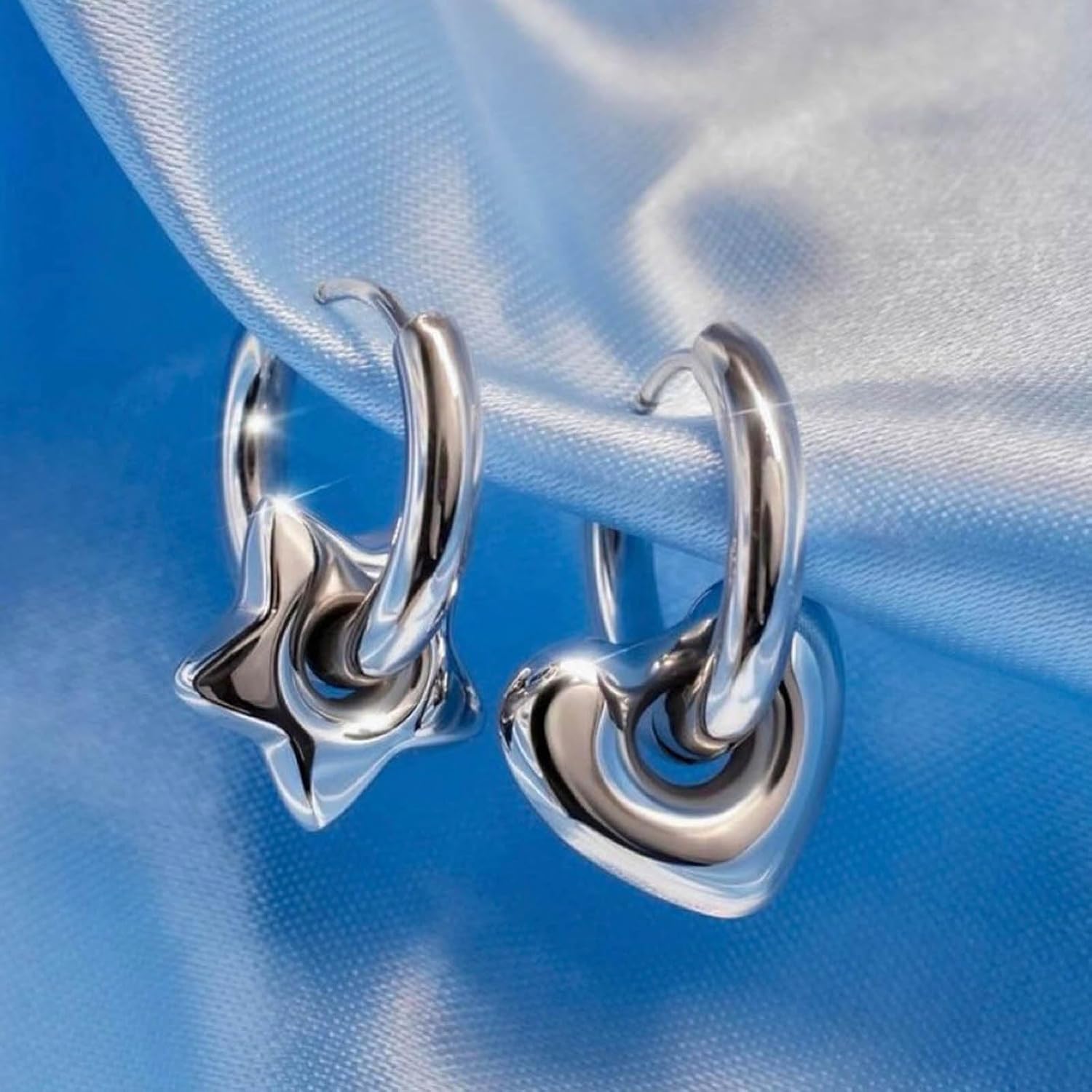 NUEAYMS Detachable Star Heart Dangle Earrings Hip Hop Drop Earrings Street Style Pendant Earrings Jewelry Charm Earring - Image 2