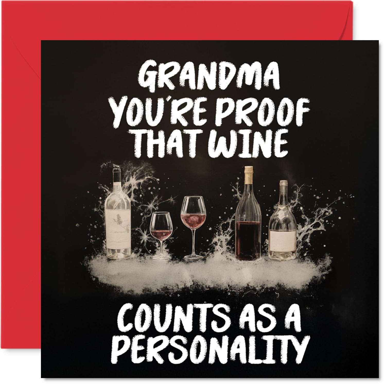 Grandma Birthday Card - Personality of Wine - Happy Birthday Card for Grandma from Grandson Granddaughter, 145mm Personality of Wine Mother's Day Greeting Cards