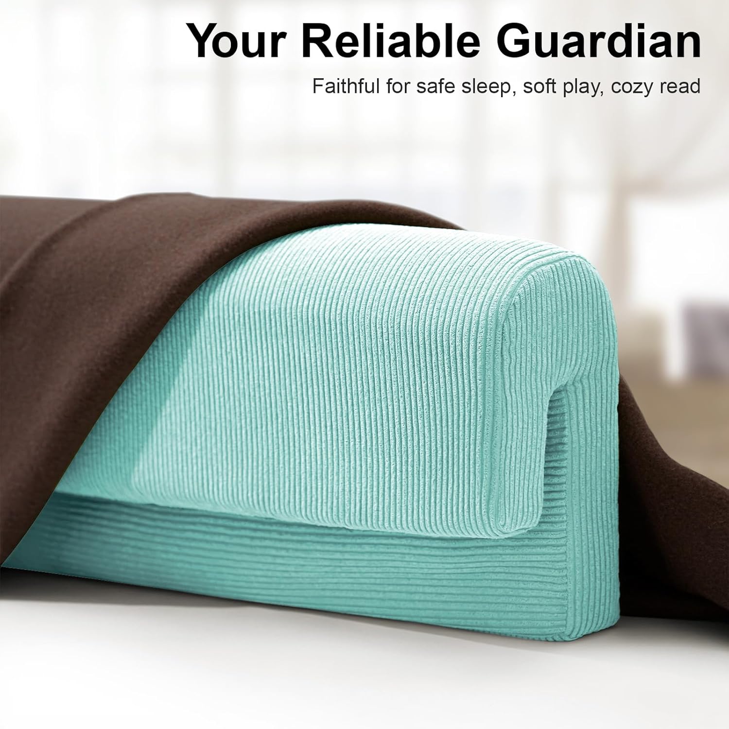 AEOCOO Bed Bumpers for Toddlers, Size 3 Ft, Toddler Bed Rail Bumper Protector for Loft Beds & Bunk Beds, Premium Soft Memory Foam Bed Guardrail, Anti-Bump | Fall Prevention, Blue